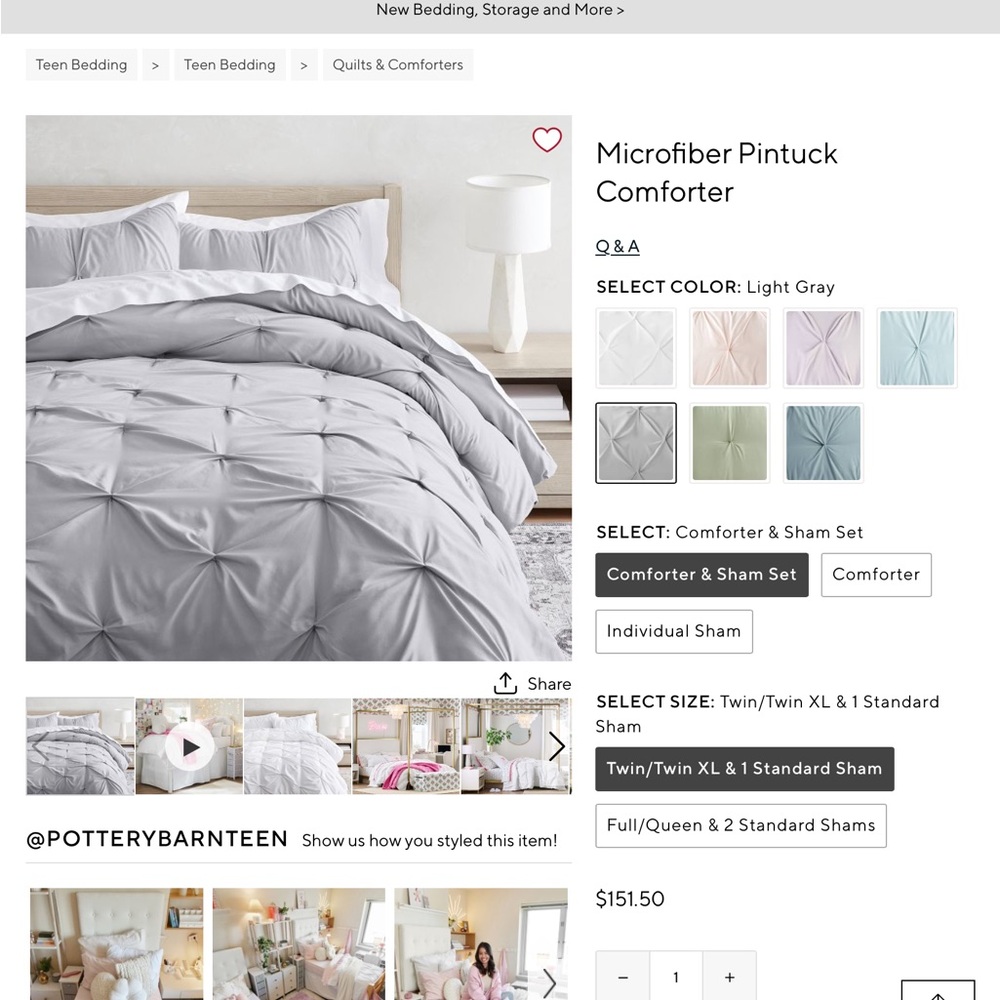 Twin - Pin tuck comforter
